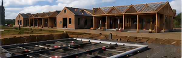 Rækkehusbyggeri under opførelse – VVS-installationer af Billund Varme & Sanitet